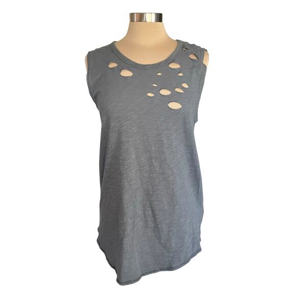 Fantastic Fawn Gray Sleeveless Tee Thrashed Distressed LARGE Punk Grunge Indie - Picture 1 of 6